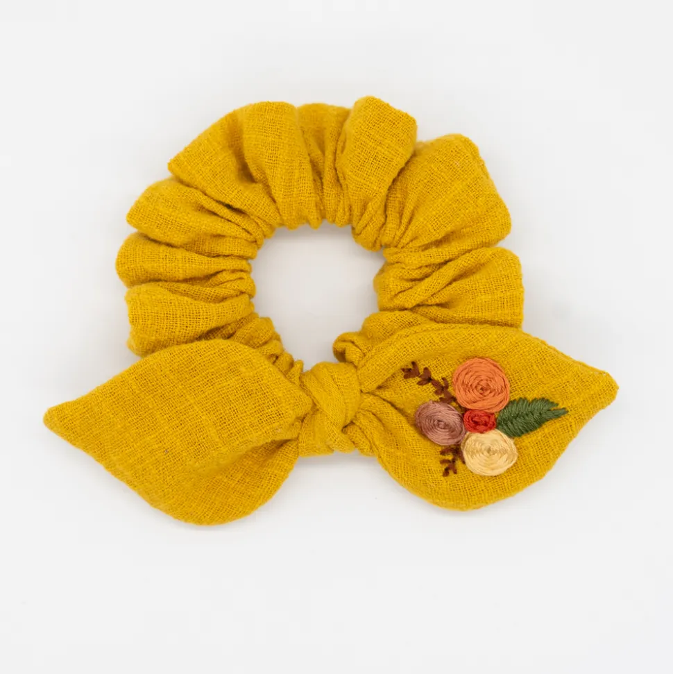 Coletero scrunchie rústico bordado