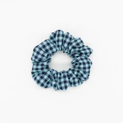 Coletero scrunchie vichy bicolor azul