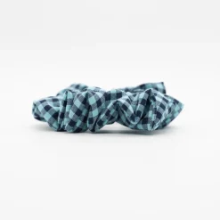 Coletero scrunchie vichy bicolor azul