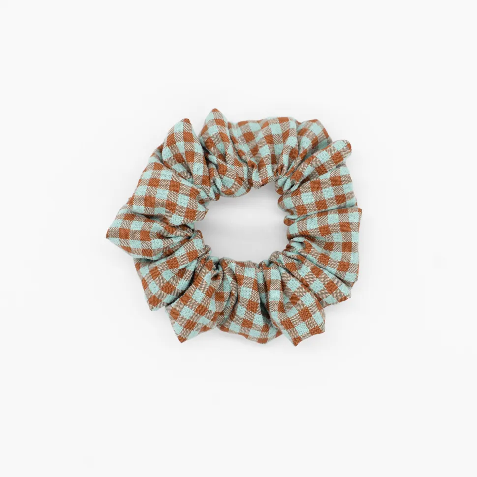 Coletero scrunchie vichy bicolor verde menta
