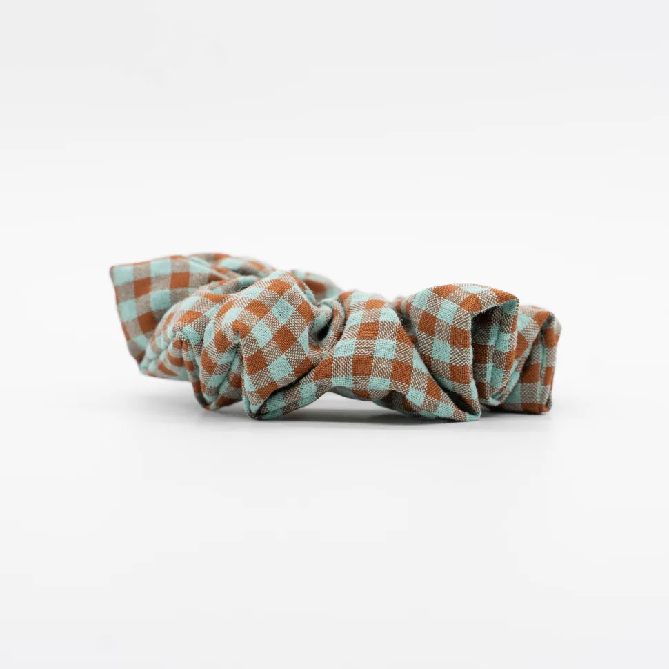 Coletero scrunchie vichy bicolor verde menta