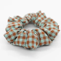 Coletero scrunchie vichy bicolor verde menta