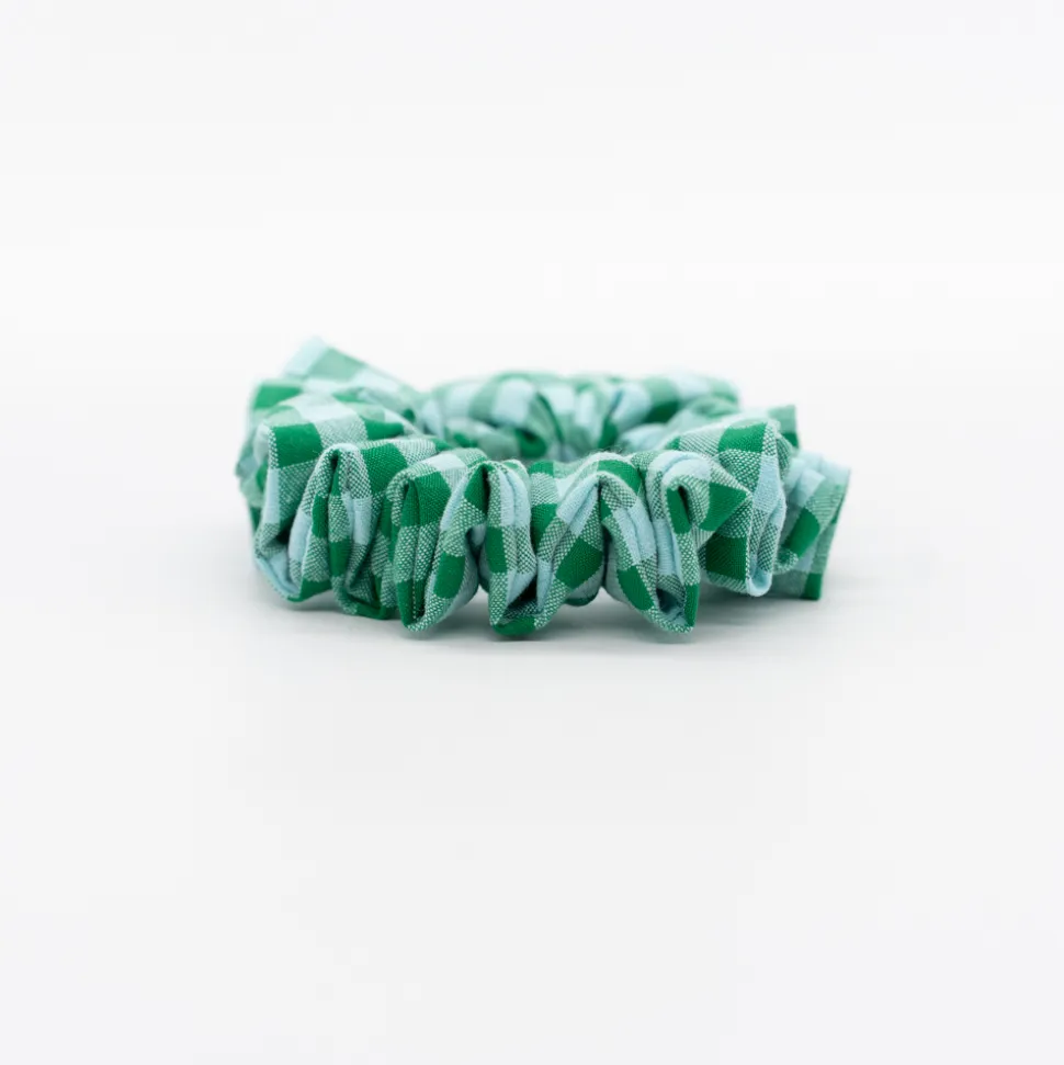 Coletero scrunchie vichy bicolor verde