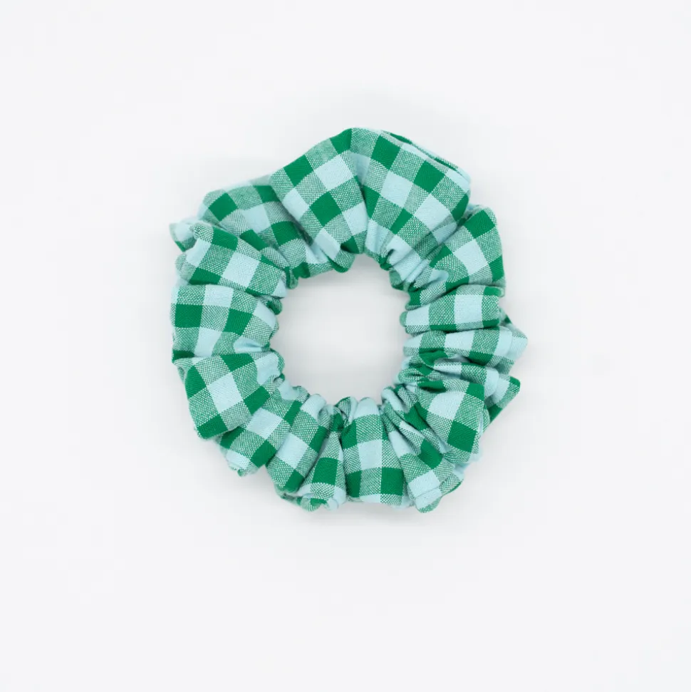 Coletero scrunchie vichy bicolor verde