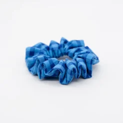 Coletero scrunchie vichy bicolor azulón