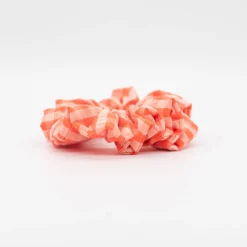 Coletero scrunchie vichy bicolor coral flúor