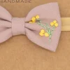 Diadema bebé con Lazo rosa Bordado a Mano