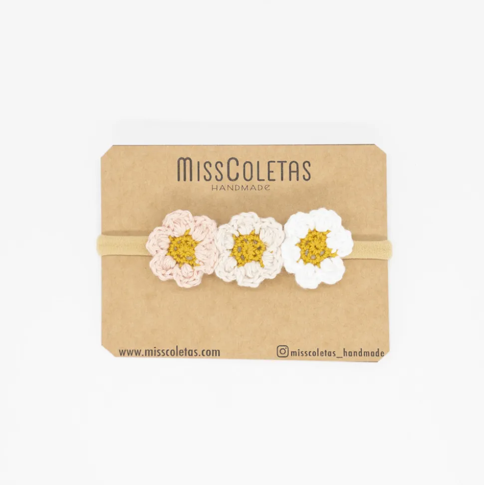 Diadema bebé flores crochet