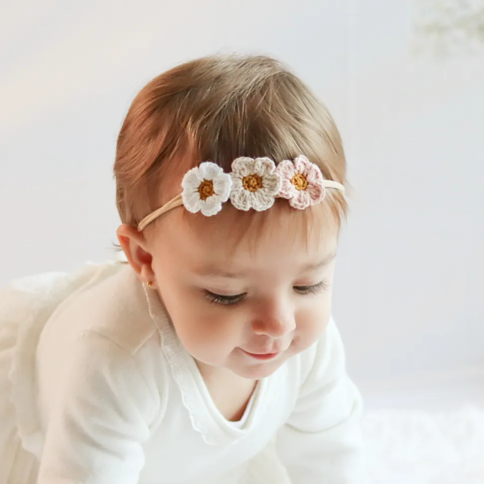 Diadema bebé flores crochet