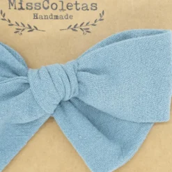 Diadema bebé lazo azul rústico
