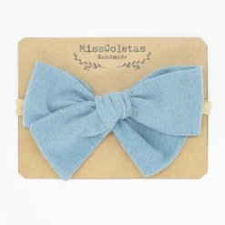 Diadema bebé lazo azul rústico