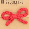 Diadema bebé lazo cordón crochet rojo