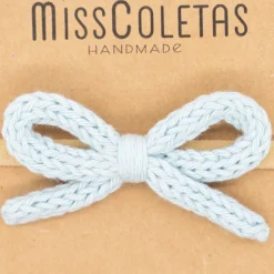 Diadema bebé lazo cordón crochet azul celeste