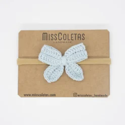 Diadema bebé lazo crochet azul celeste