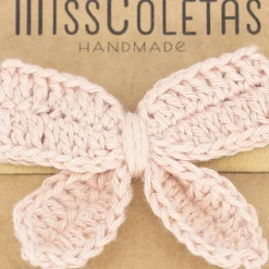 Diadema bebé lazo crochet rosa