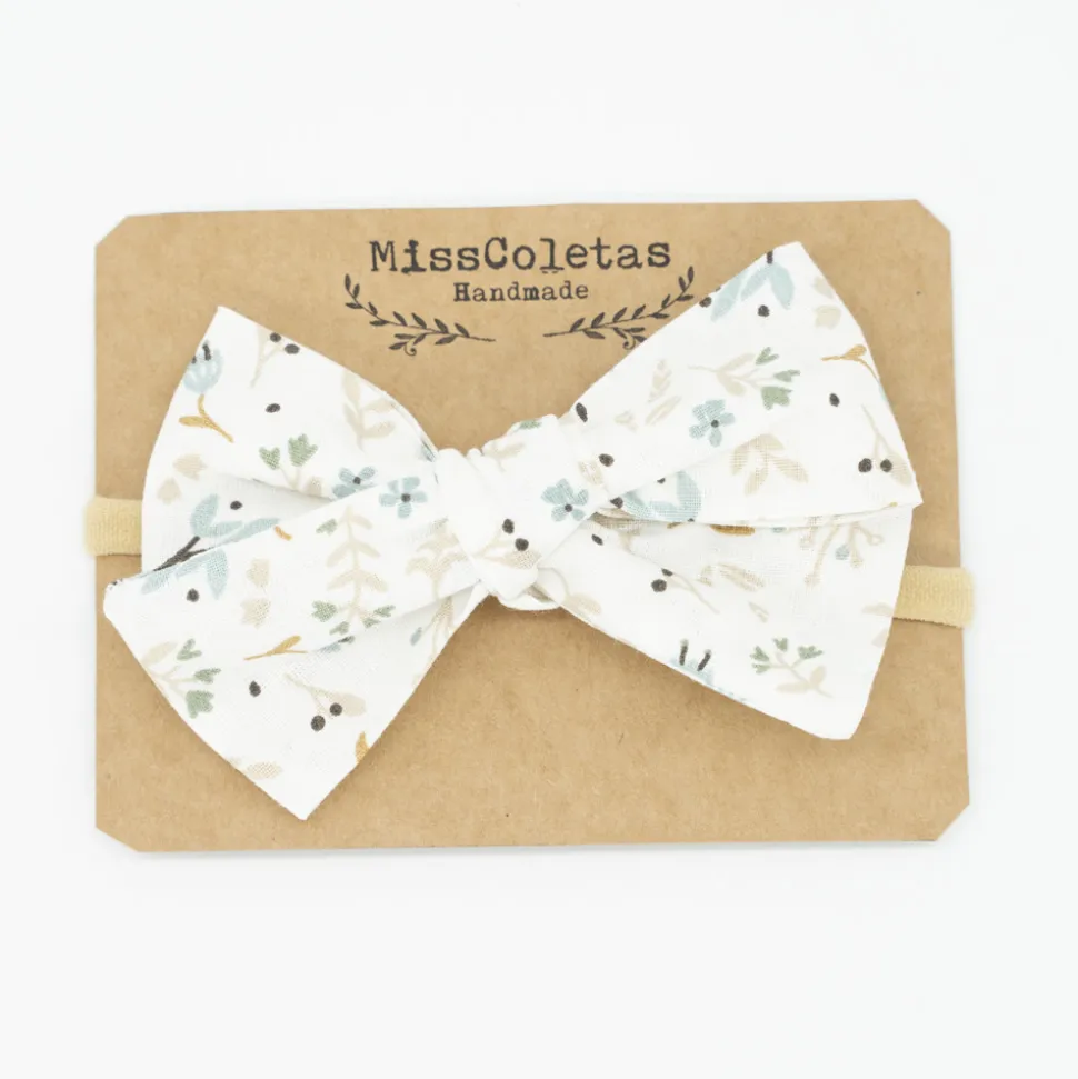Diadema bebé lazo flores cotton