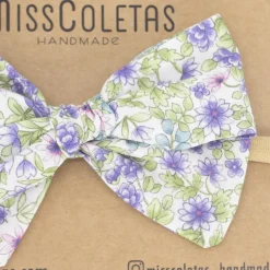 Diadema bebé lazo flores malva