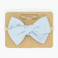Diadema bebé lazo lino azul celeste
