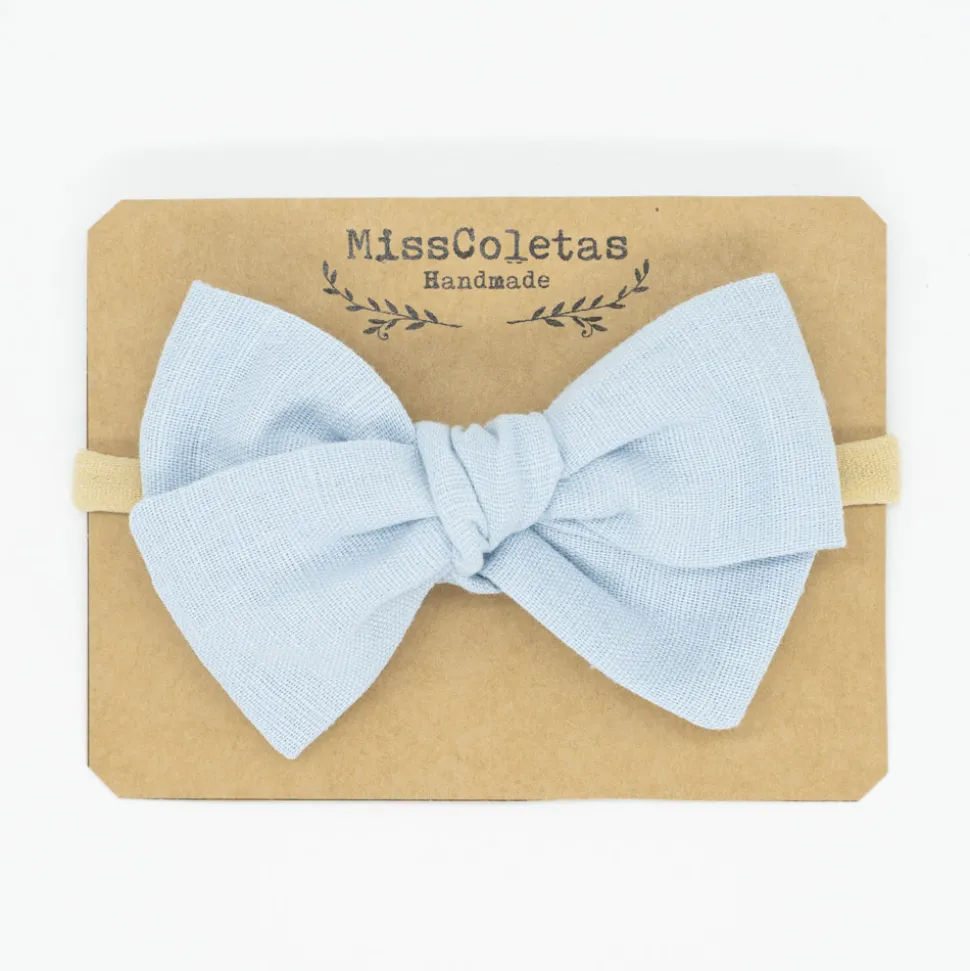 Diadema bebé lazo lino azul celeste