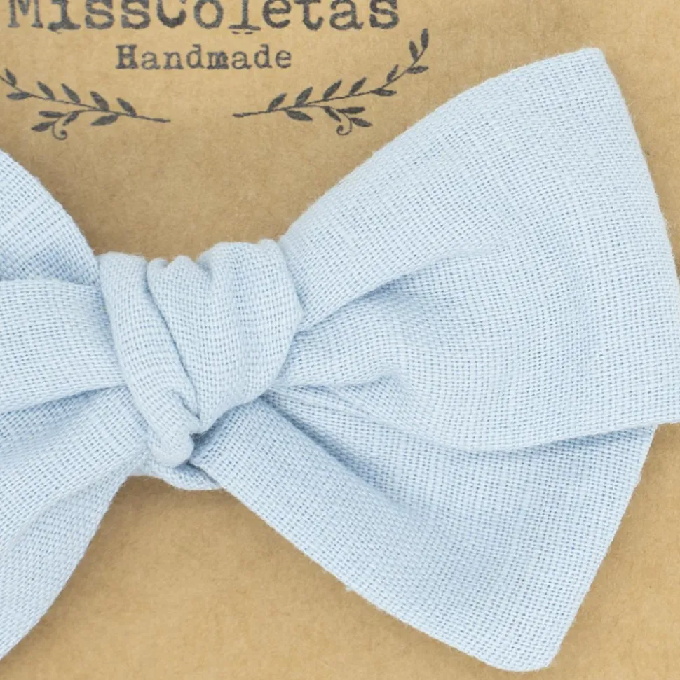 Diadema bebé lazo lino azul celeste