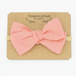 Diadema bebé lazo lino light coral