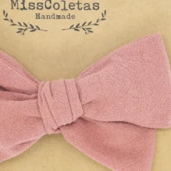 Diadema bebé lazo rosa rústico