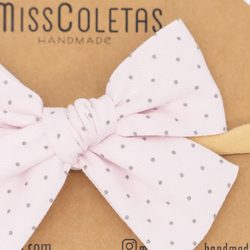 Diadema bebé lazo rosa topitos