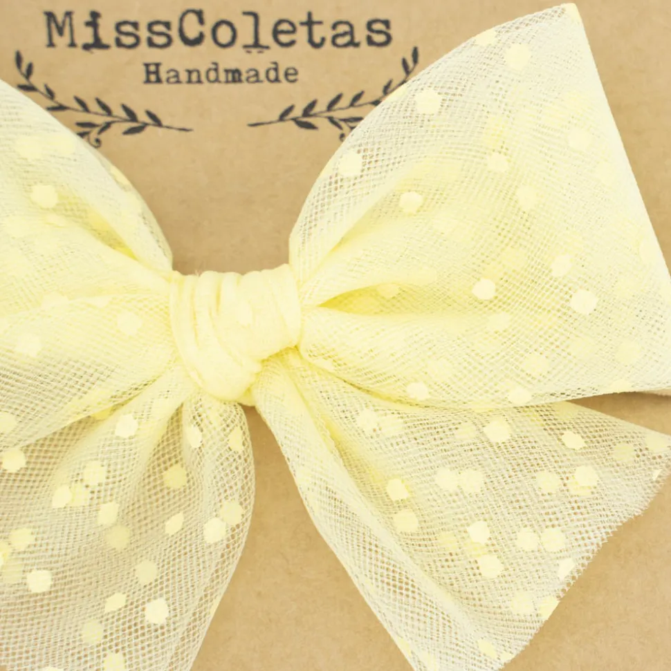 Diadema bebé lazo tul amarillo