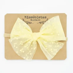 Diadema bebé lazo tul amarillo