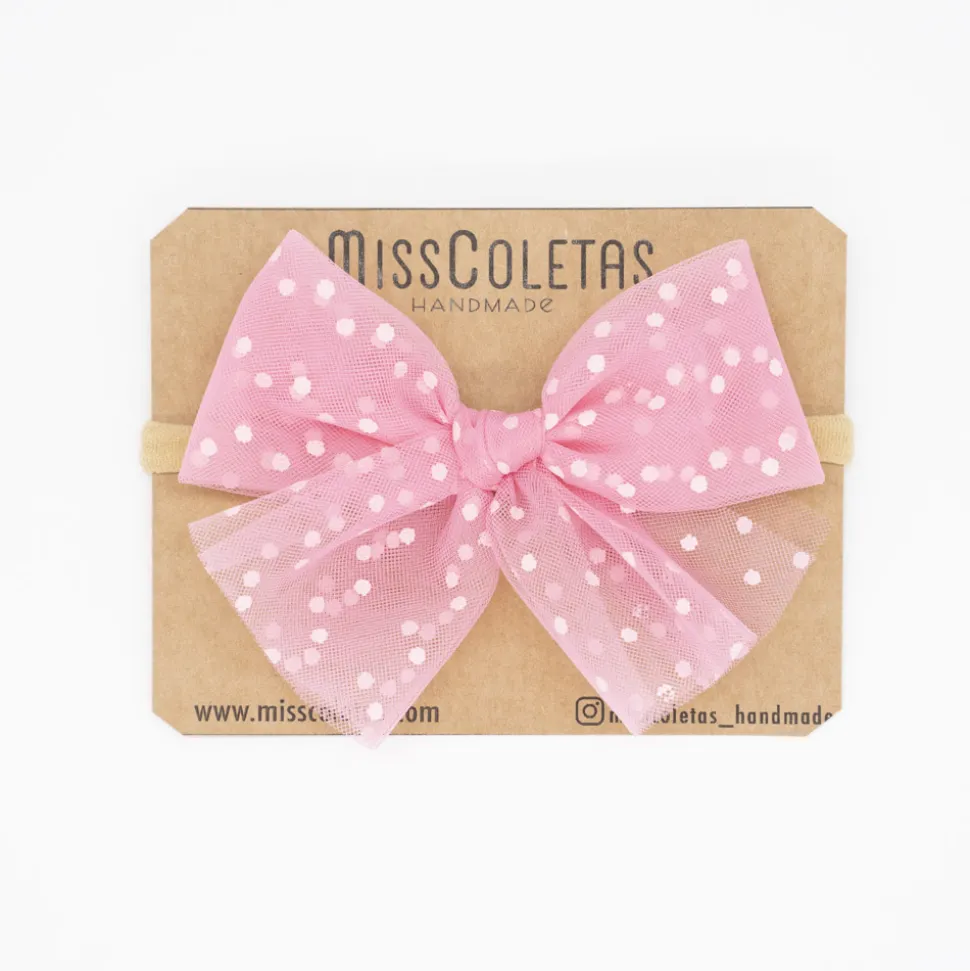 Diadema bebé lazo tul rosa