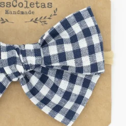 Diadema bebé lazo vichy azul marino