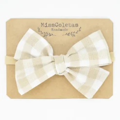Diadema bebé lazo vichy beige