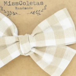 Diadema bebé lazo vichy beige