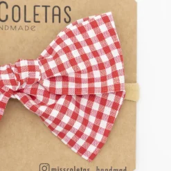 Diadema bebé lazo vichy pequeño rojo