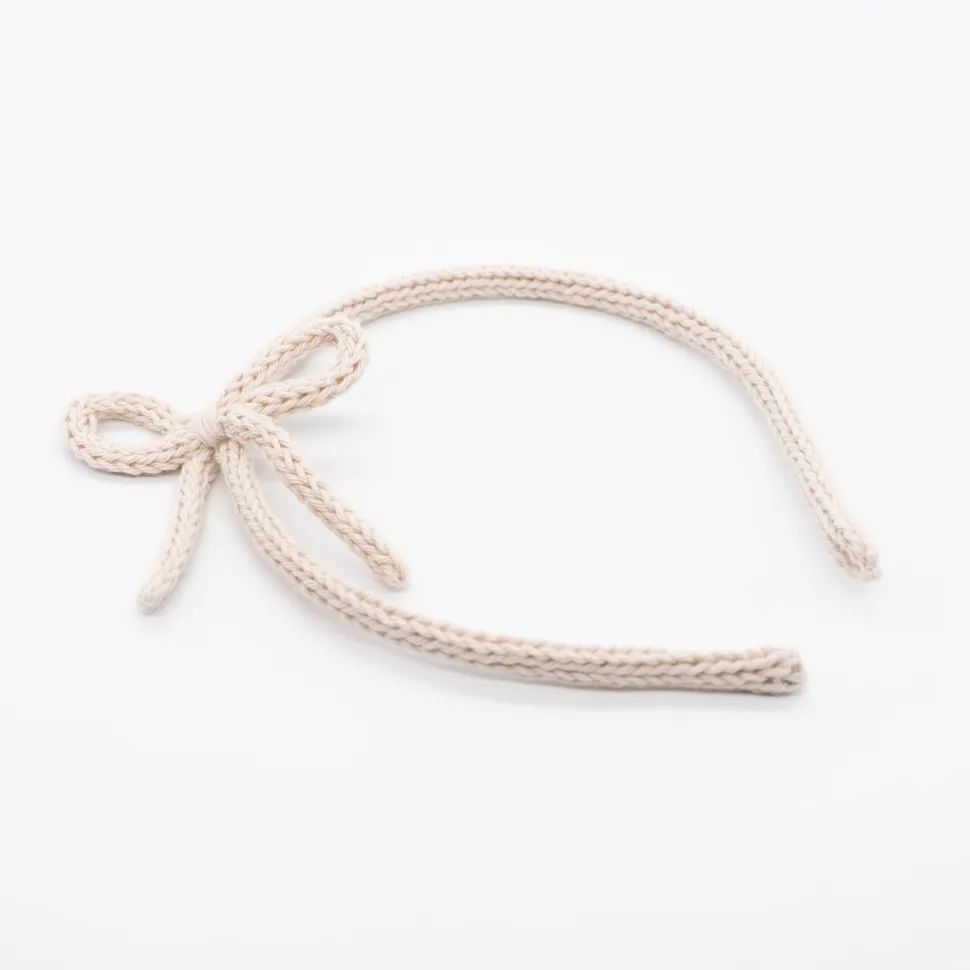 Diadema cordón crochet beige