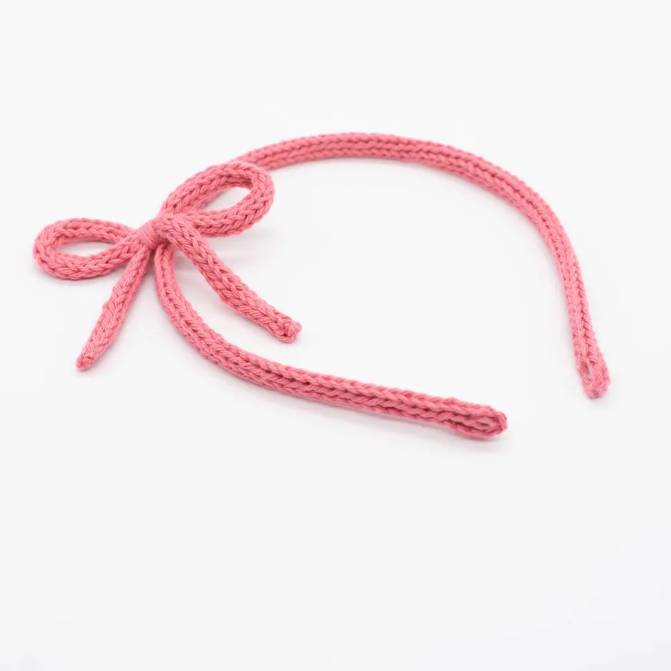 Diadema cordón crochet rosa