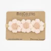 Diadema crochet bebé flores relieve rosa