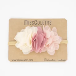 Diadema flores bebé rosa
