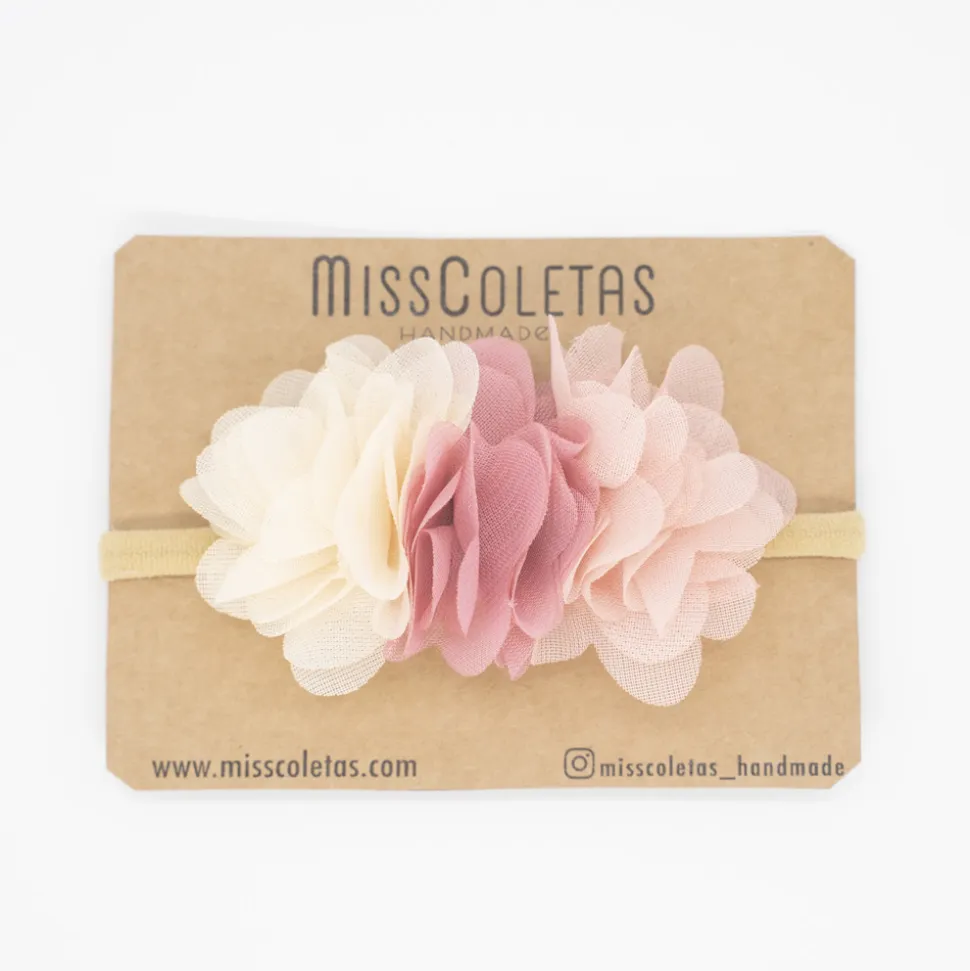 Diadema flores bebé rosa