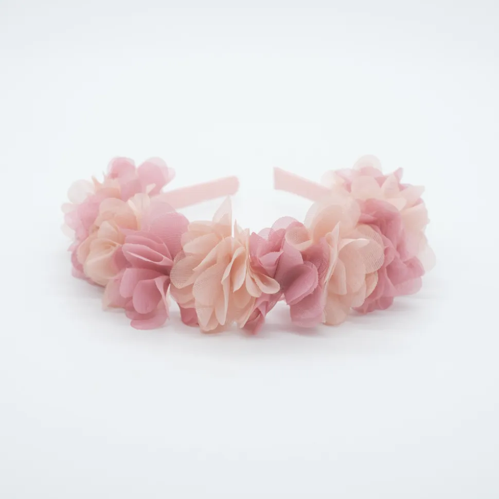 Diadema flores combinada rosa