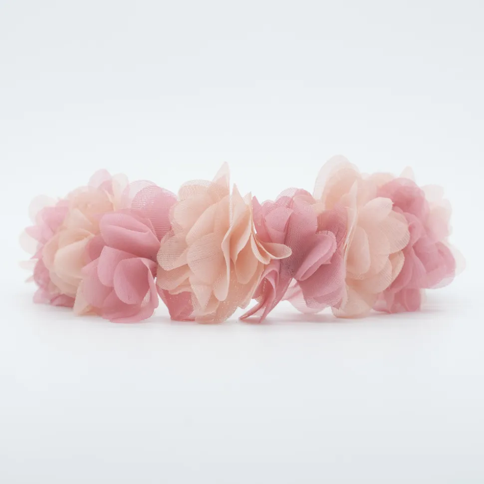 Diadema flores combinada rosa