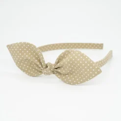Diadema lazo beige topos hecha a mano
