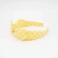 Diadema lazo chloé amarillo plumeti hecha a mano