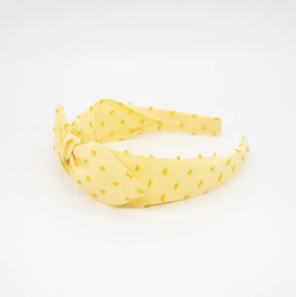 Diadema lazo chloé amarillo plumeti hecha a mano