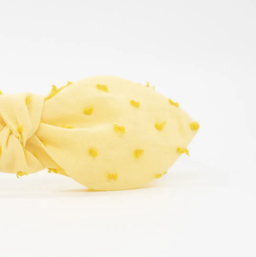 Diadema lazo chloé amarillo plumeti hecha a mano