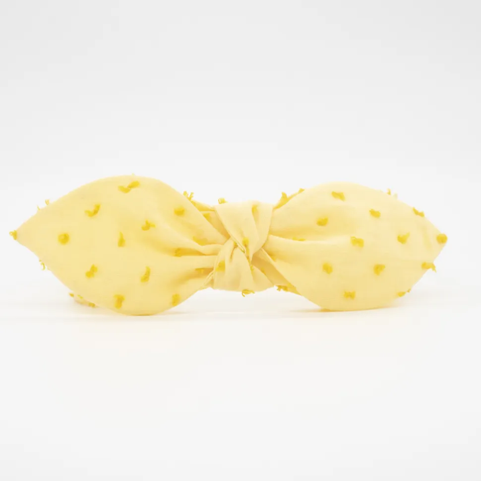 Diadema lazo chloé amarillo plumeti hecha a mano