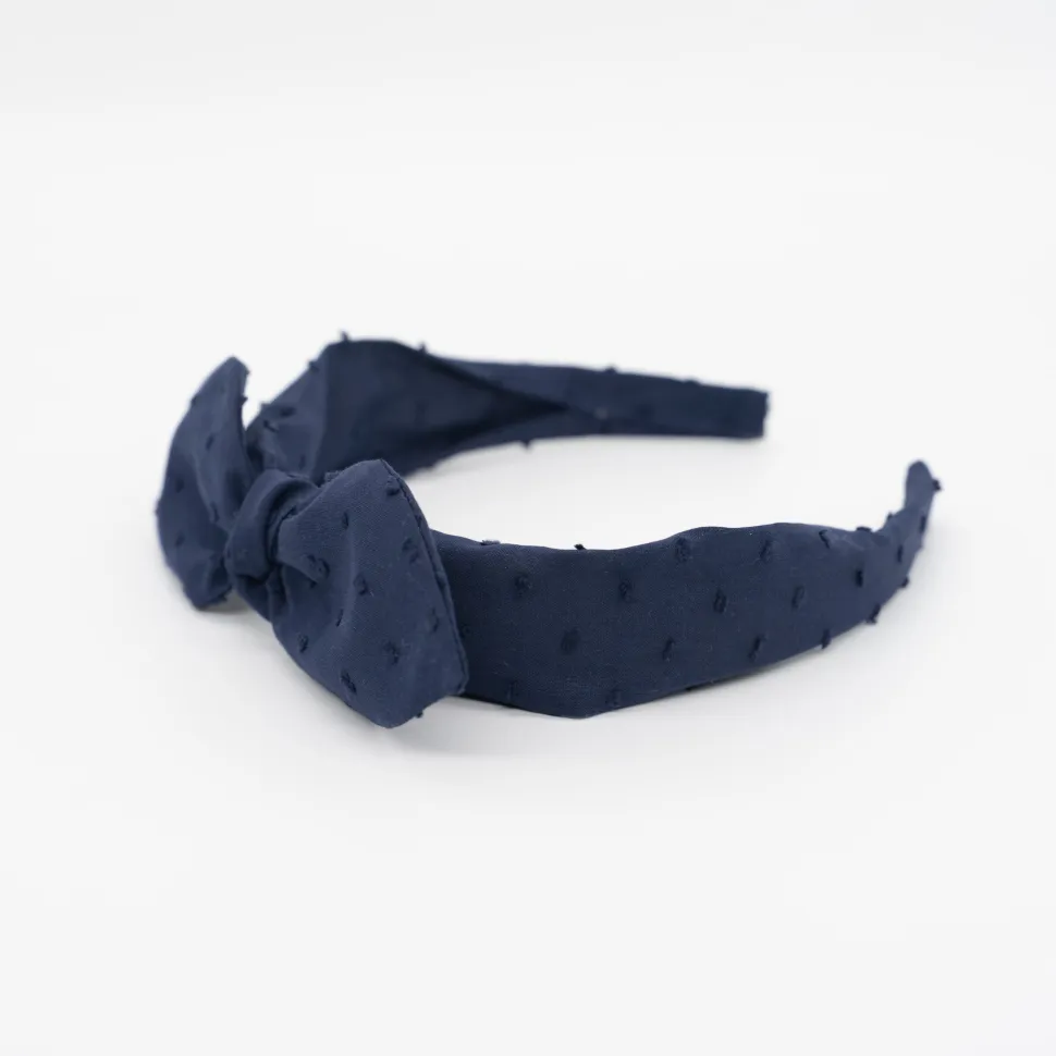 Diadema lazo chloé azul marino plumeti hecha a mano