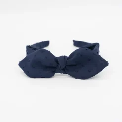 Diadema lazo chloé azul marino plumeti hecha a mano
