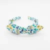 Diadema lazo chloé flores azules hecha a mano