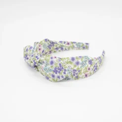Diadema lazo chloé flores malva hecha a mano
